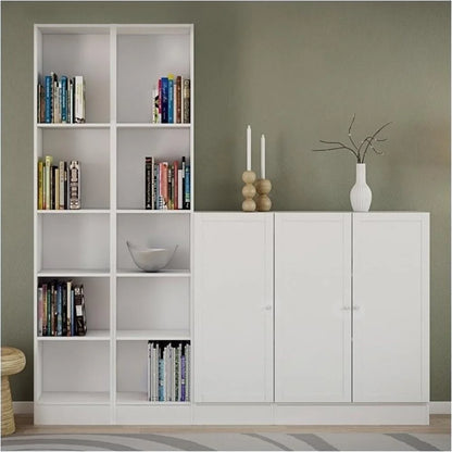 Elegant White Tall Narrow 5-Shelf Bookcase from the Basic Collection