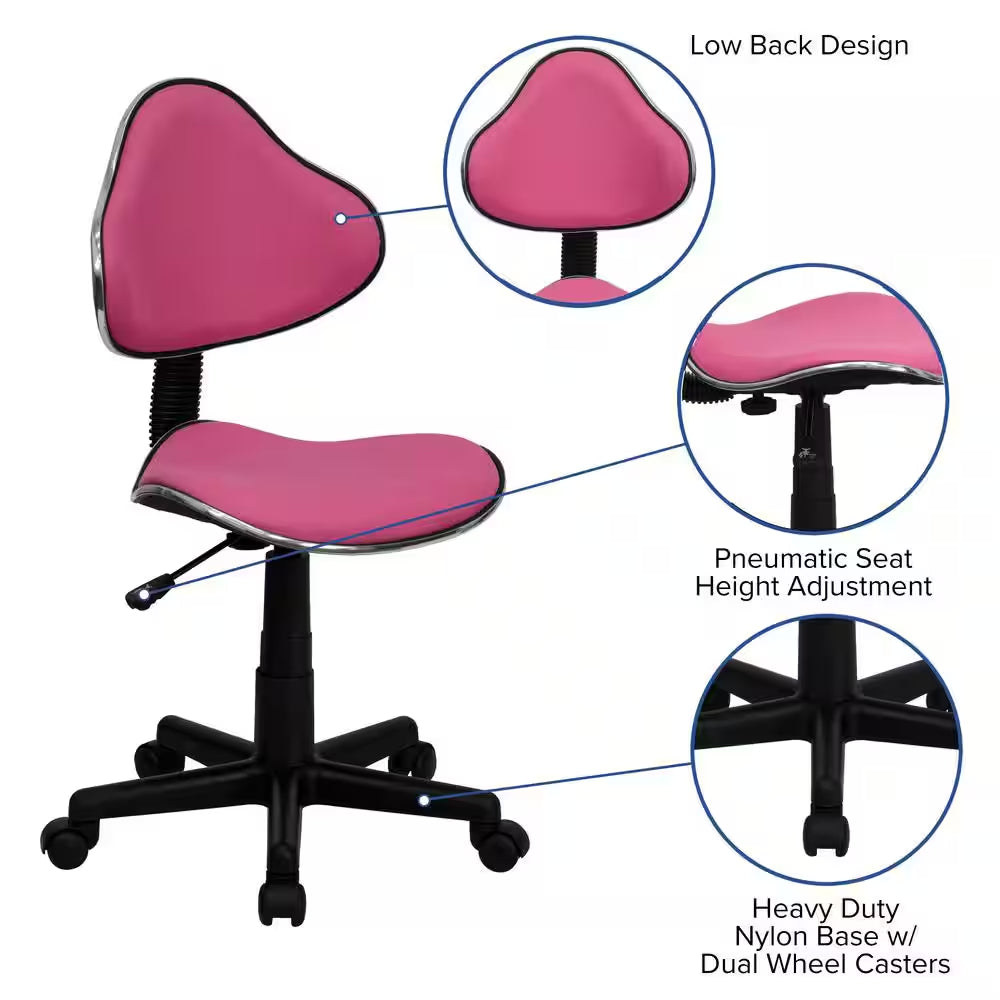 Pink Fabric Ergonomic Swivel Task Chair