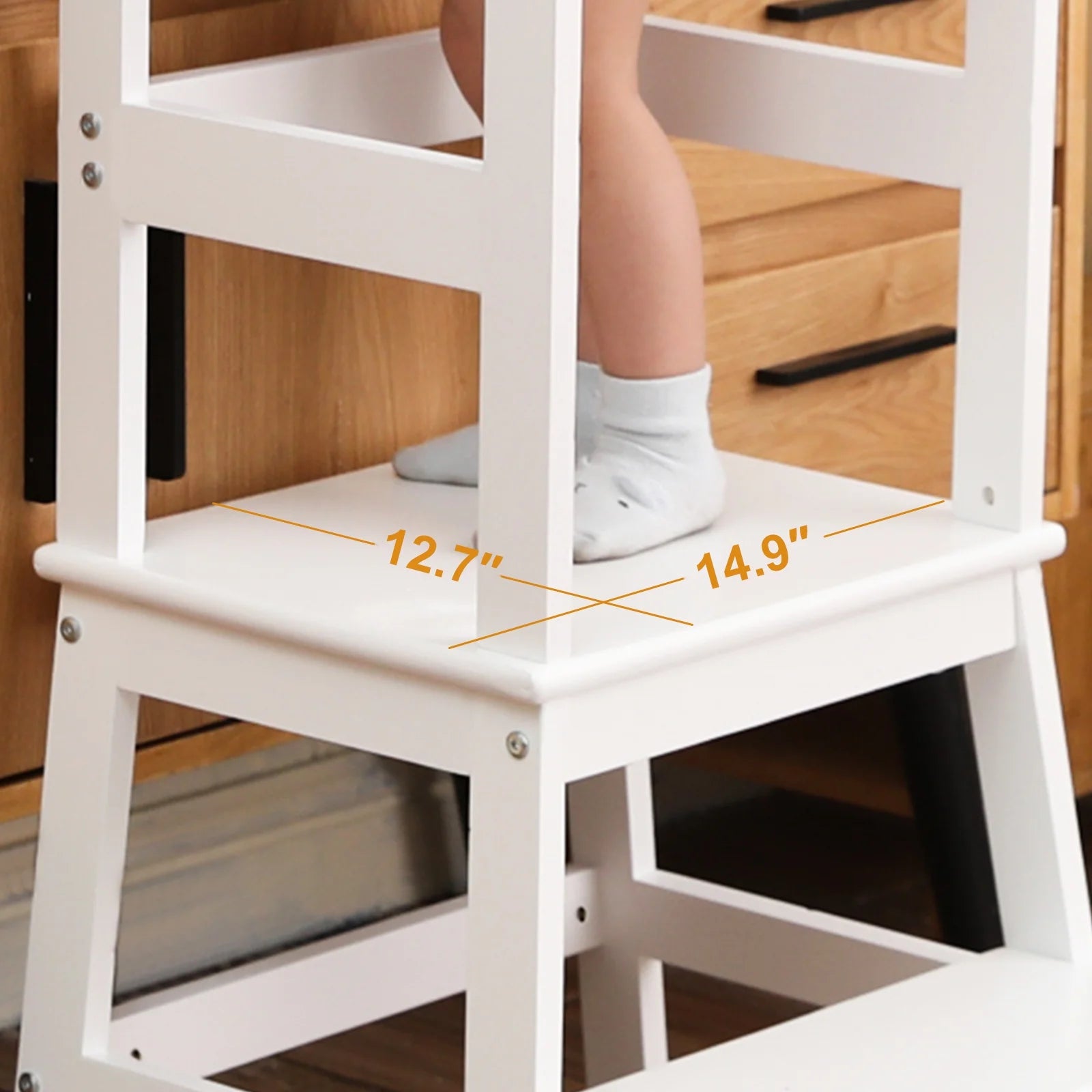 Elevate Your Child's Independence with Our White Montessori Kitchen Step Stool for Toddlers - A Safe and Stylish Learning Tower for Little Helpers