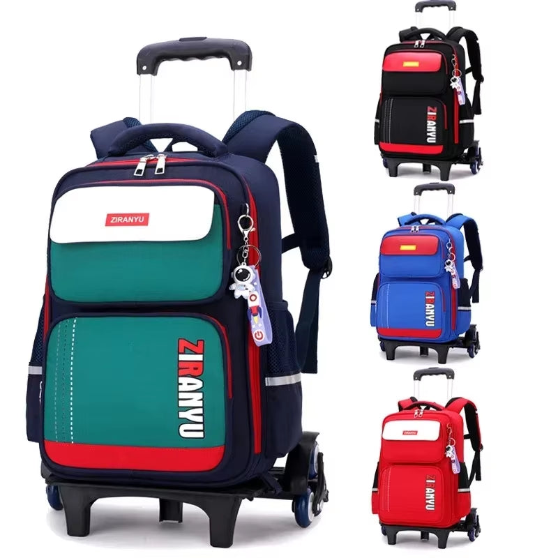 Stylish and Functional Student Rolling Backpack for Primary School Children - Trolley School Bag with Wheels for Easy Mobility