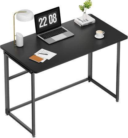 Versatile 43-Inch Folding Desk - No Assembly Required, Ideal for Home Office, Study, and Gaming - Portable and Adjustable for Small Spaces - Sleek Black Design