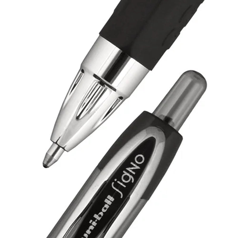 Premium Signo 207 Retractable Gel Pens - Bold 1.0 mm Black Ink, Translucent Black Barrel, Bundle of 120