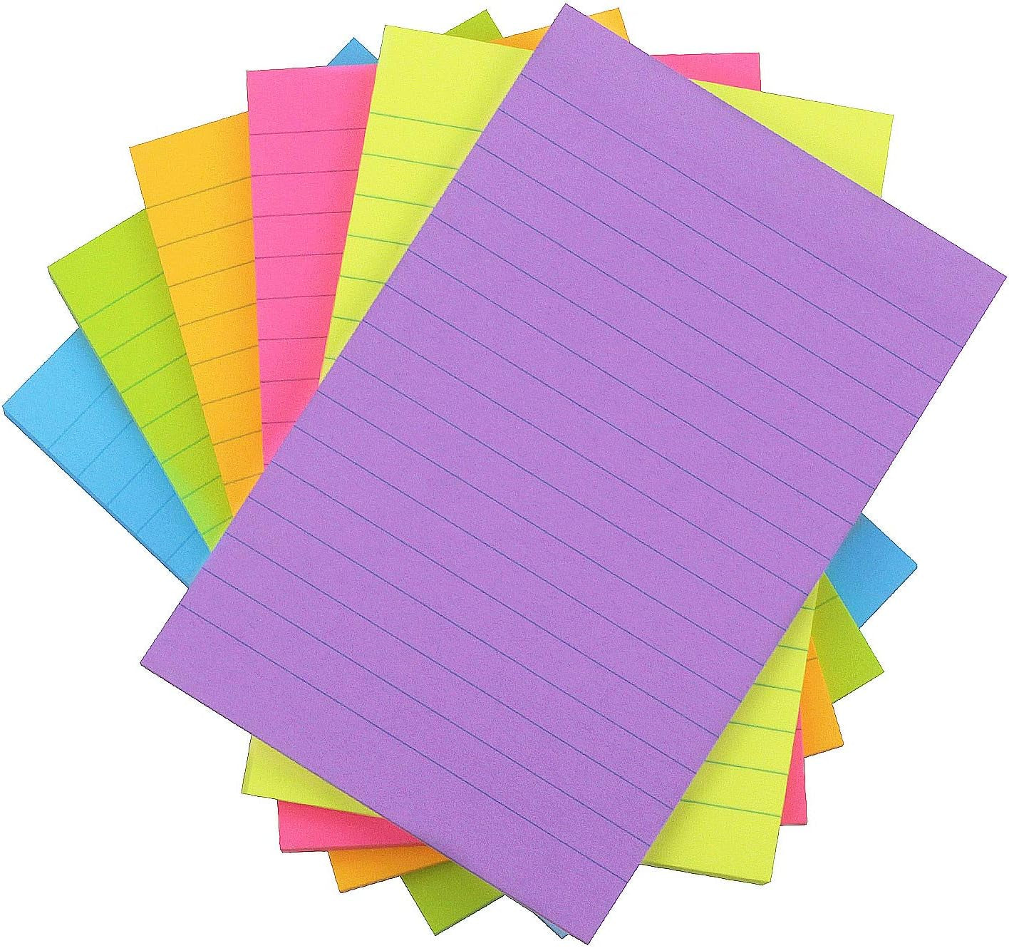 Vibrant 4x6 Lined Sticky Notes - 6 Colorful Pads with 45 Sheets Each for Effortless Note-Taking