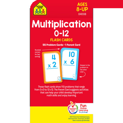 Engaging Multiplication Flash Cards for Ages 8 and Up - 55 Double-Sided Learning Cards