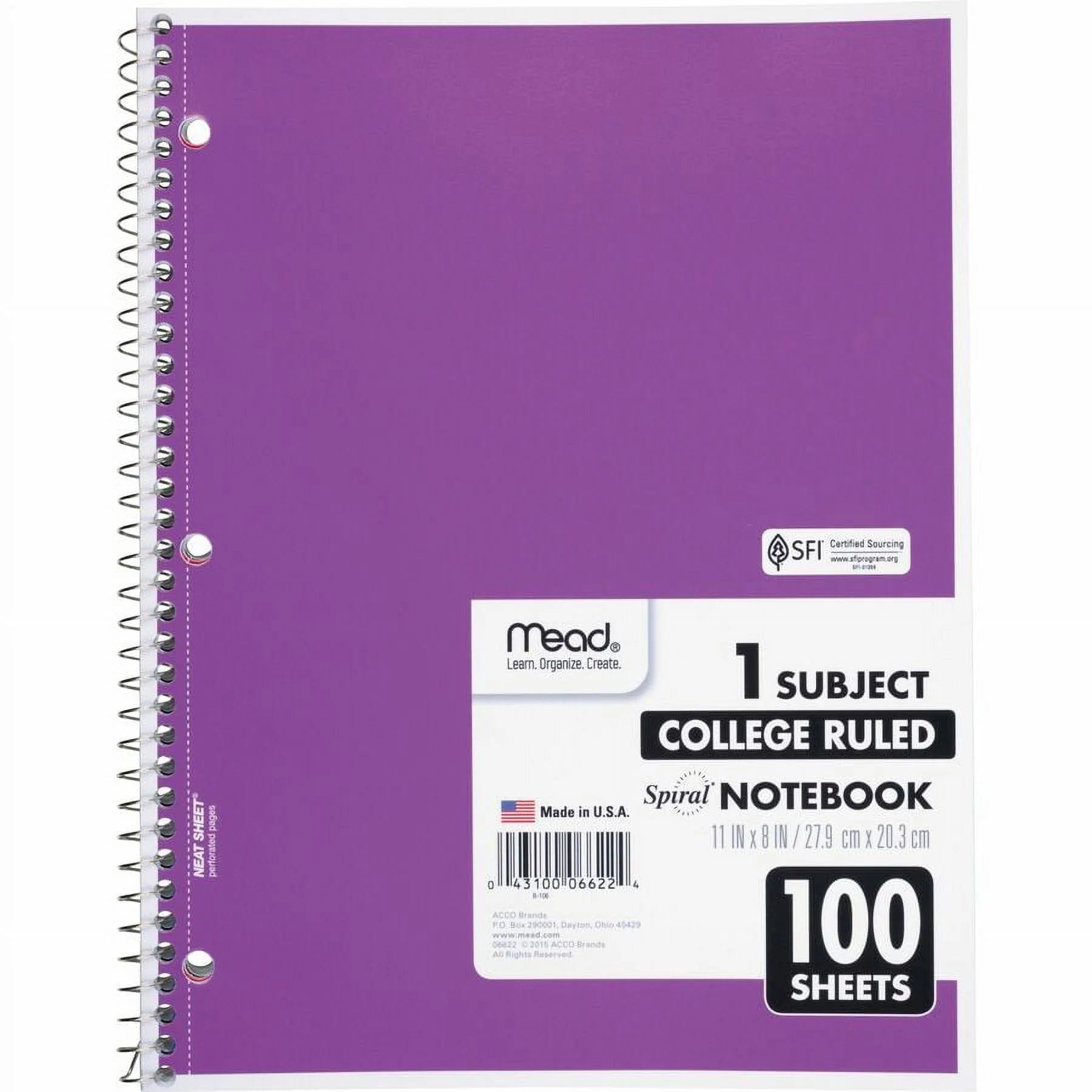 MEA06622BD One-Subject Spiral Notebook - 12 Pack of Durable, Perforated College-Ruled Notebooks