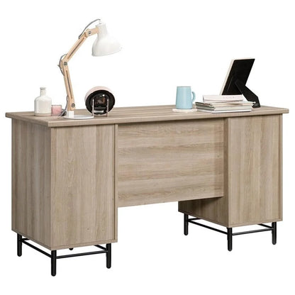 Anda Norr Executive Desk in Sky Oak and White - Modern Design with Ample Storage for Your Home Office