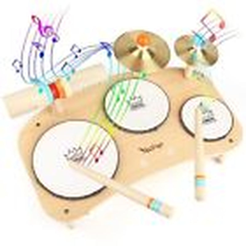 Delightful Wooden Drum Set for Toddlers Aged 1-3 - All-in-One Musical Instruments for Early Learning