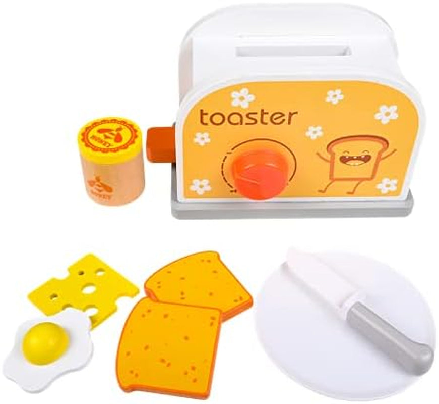 Engaging Wooden Pop-Up Toaster Play Set - Perfect Pretend Kitchen Accessory for Toddlers Aged 3 and Up