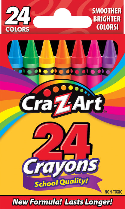 Vibrant 24 Count Multicolor Crayons - Essential Back to School Supplies, Perfect for Home and Classroom