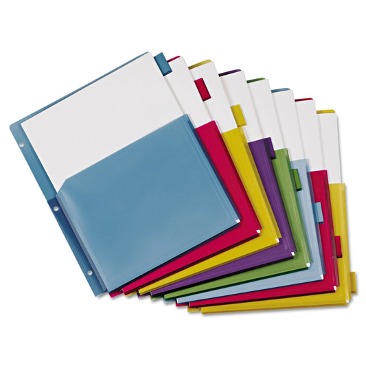 Premium 8-Tab Expanding Pocket Index Dividers - Assorted Colors (11 x 8.5 Inches, 8/Pack)