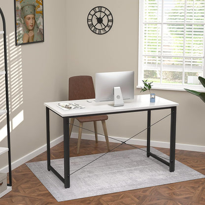 Compact Folding Computer Desk - 41 Inch No Assembly Required Small Workstation for Home Office and Writing | Elegant White Design