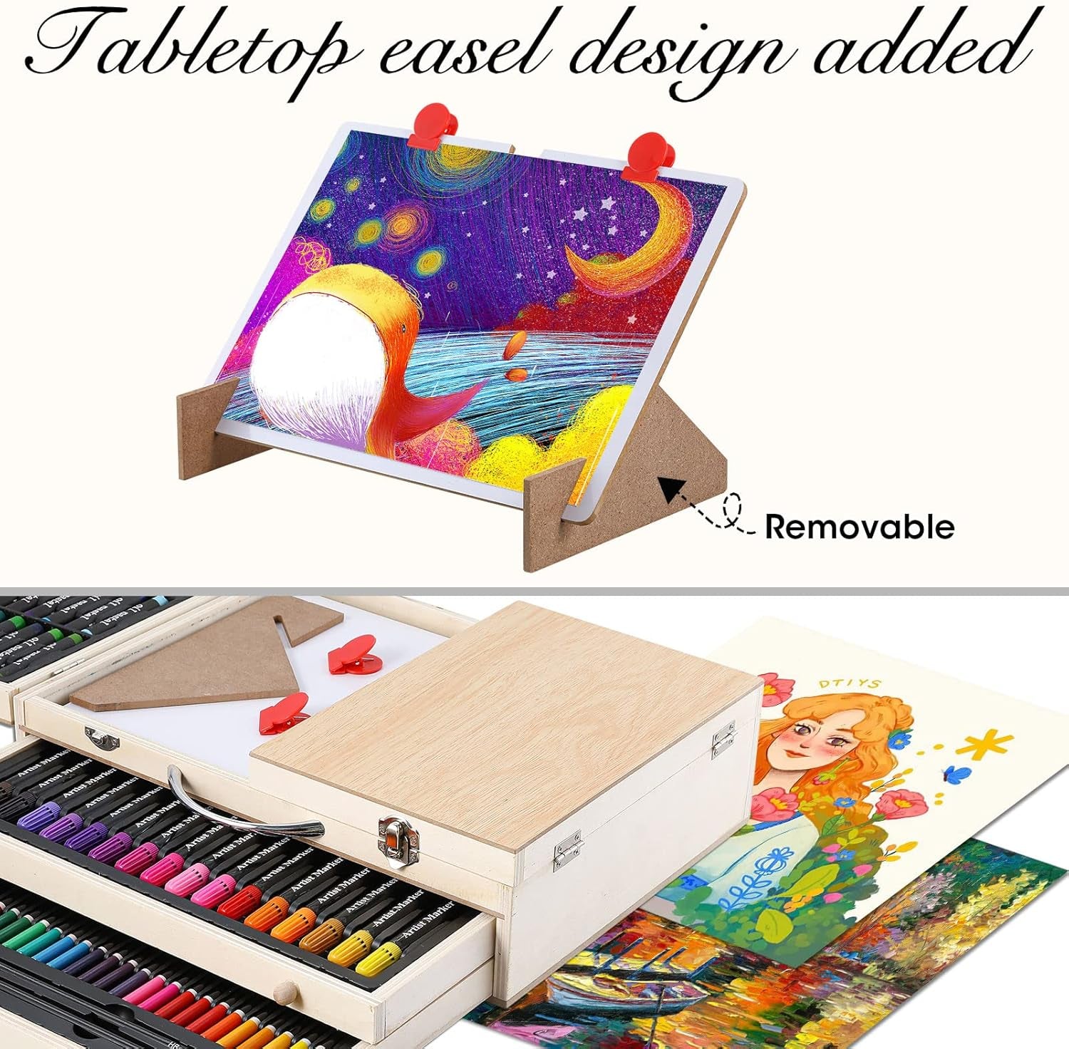 Deluxe Wooden Art Set with Easel - 137-Piece Creative Art Supplies for Kids, Teens, and Beginners