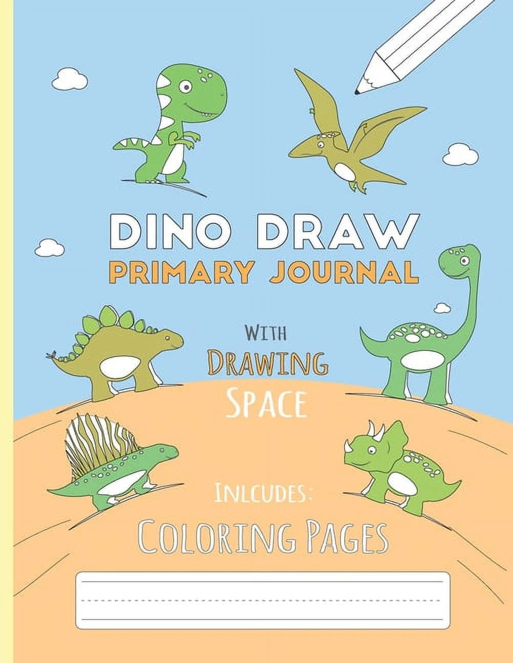 Dino Draw Primary Journal for Kids: Engaging K-2 Composition Notebook with Colorable Dinosaur Pages and Picture Space