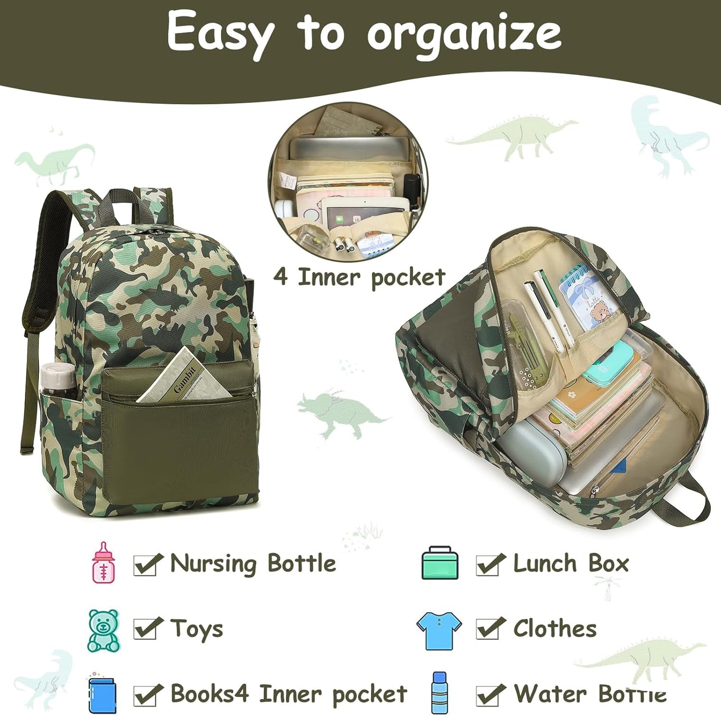 Vibrant Dinosaur Preschool Backpack for Kids - Perfect for Kindergarten and Elementary Adventures!