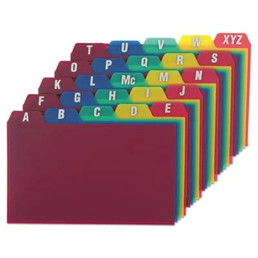 Durable A-Z Poly Card Guides - 25 Assorted Color Tabs for Effortless Organization