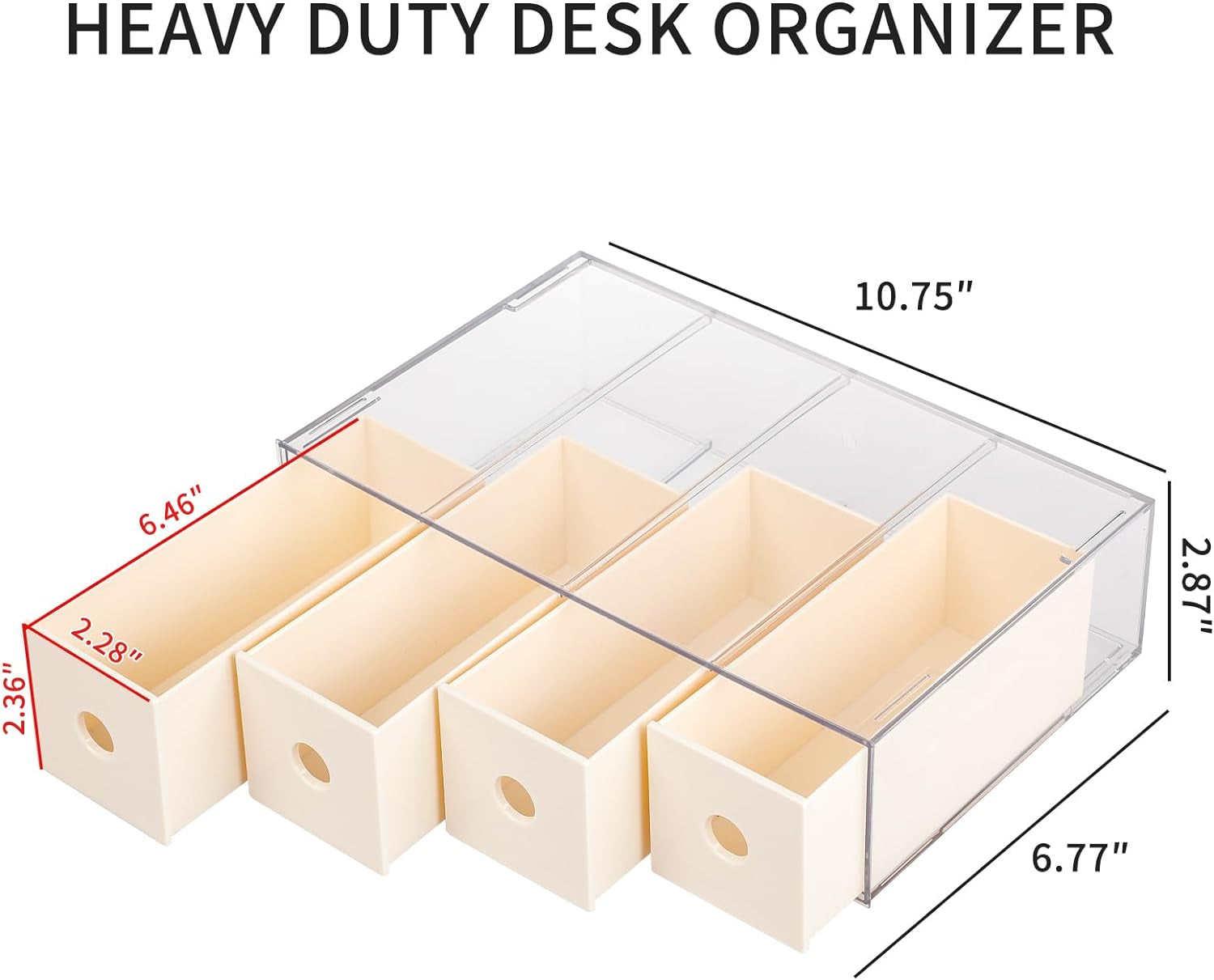 Premium 2 Pack Stackable Plastic Desk Organizer with 4 Drawers - Versatile Storage Solution for Office Supplies, Crafts, and More (Beige)