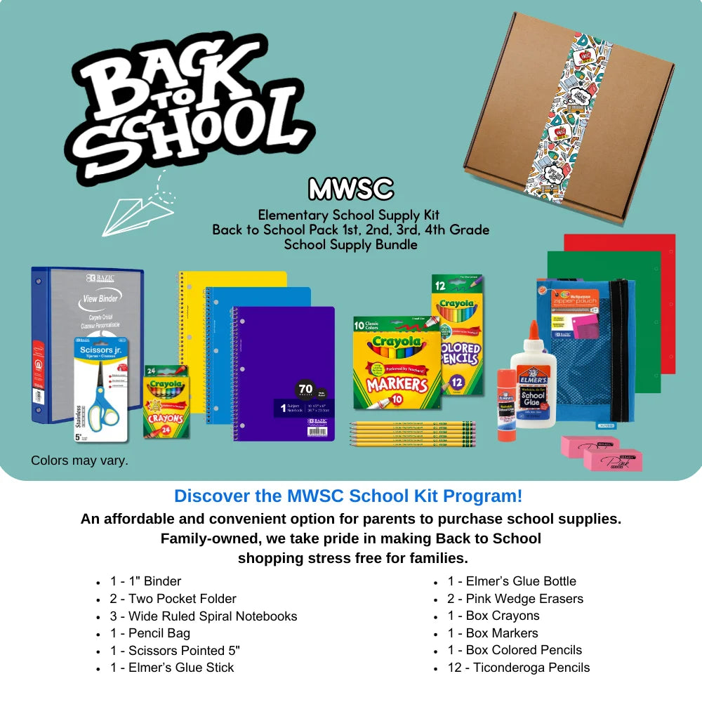 Comprehensive Elementary School Supply Kit for Grades 1-4 - 64 Essential Items for a Successful Year