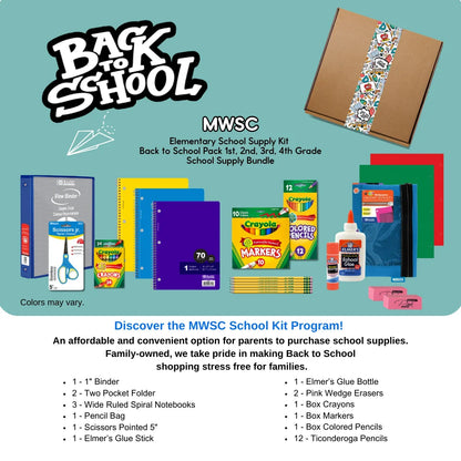 Comprehensive Elementary School Supply Kit for Grades 1-4 - 64 Essential Items for a Successful Year