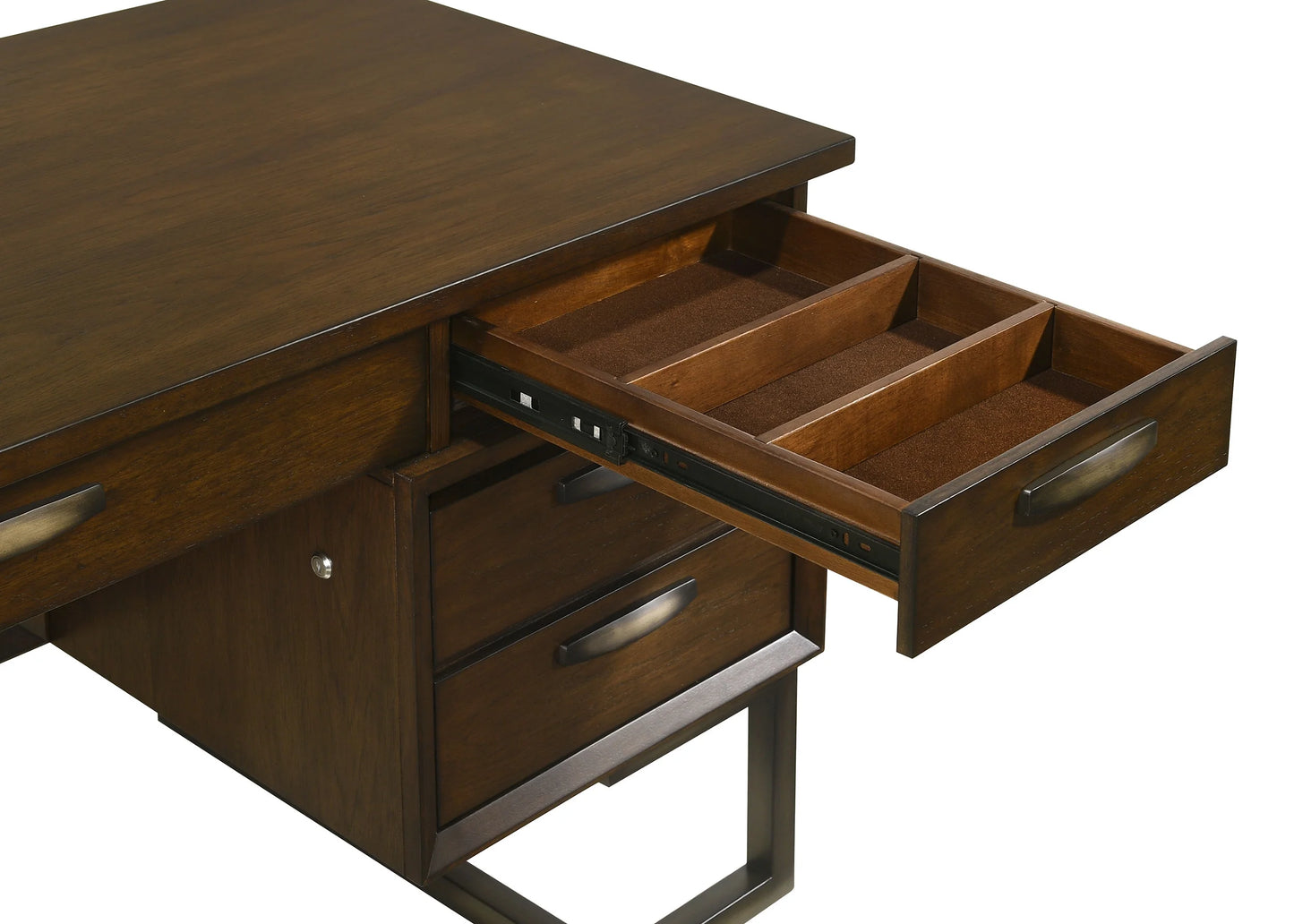 Marshall Executive Desk - Elegant Dark Walnut Finish with Functional Design for Modern Offices