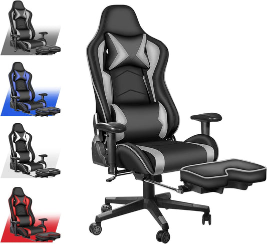 Ergonomic Gaming Chair with Retractable Footrest for Ultimate Comfort