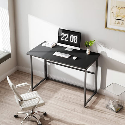 Versatile 43-Inch Folding Desk - No Assembly Required, Ideal for Home Office, Study, and Gaming - Portable and Adjustable for Small Spaces - Sleek Black Design