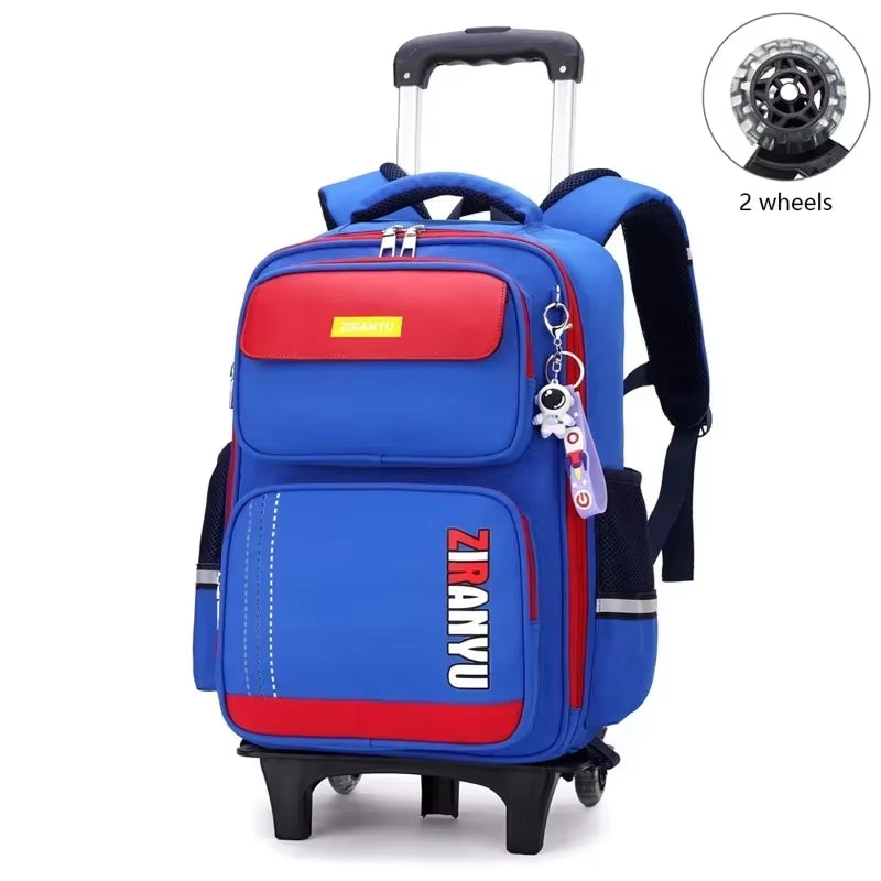 Stylish and Functional Student Rolling Backpack for Primary School Children - Trolley School Bag with Wheels for Easy Mobility