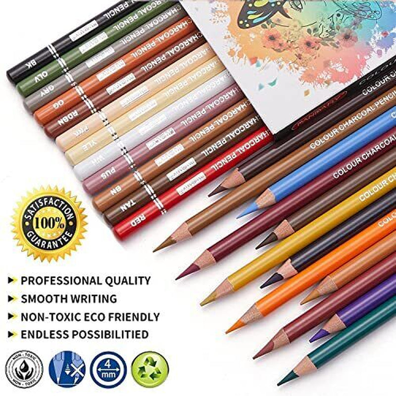 24 Colors Professional Colour Charcoal Pencils Drawing Setskin Tone Pencilsnew