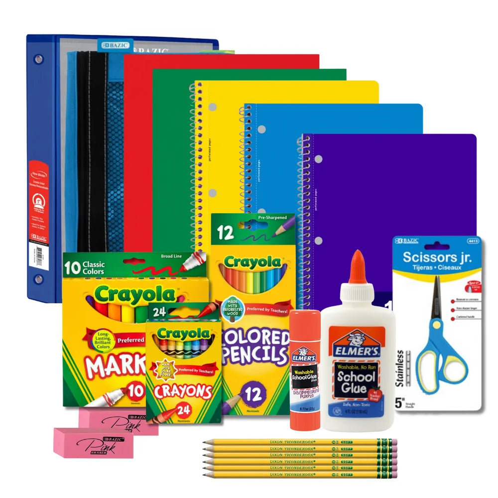 Comprehensive Elementary School Supply Kit for Grades 1-4 - 64 Essential Items for a Successful Year