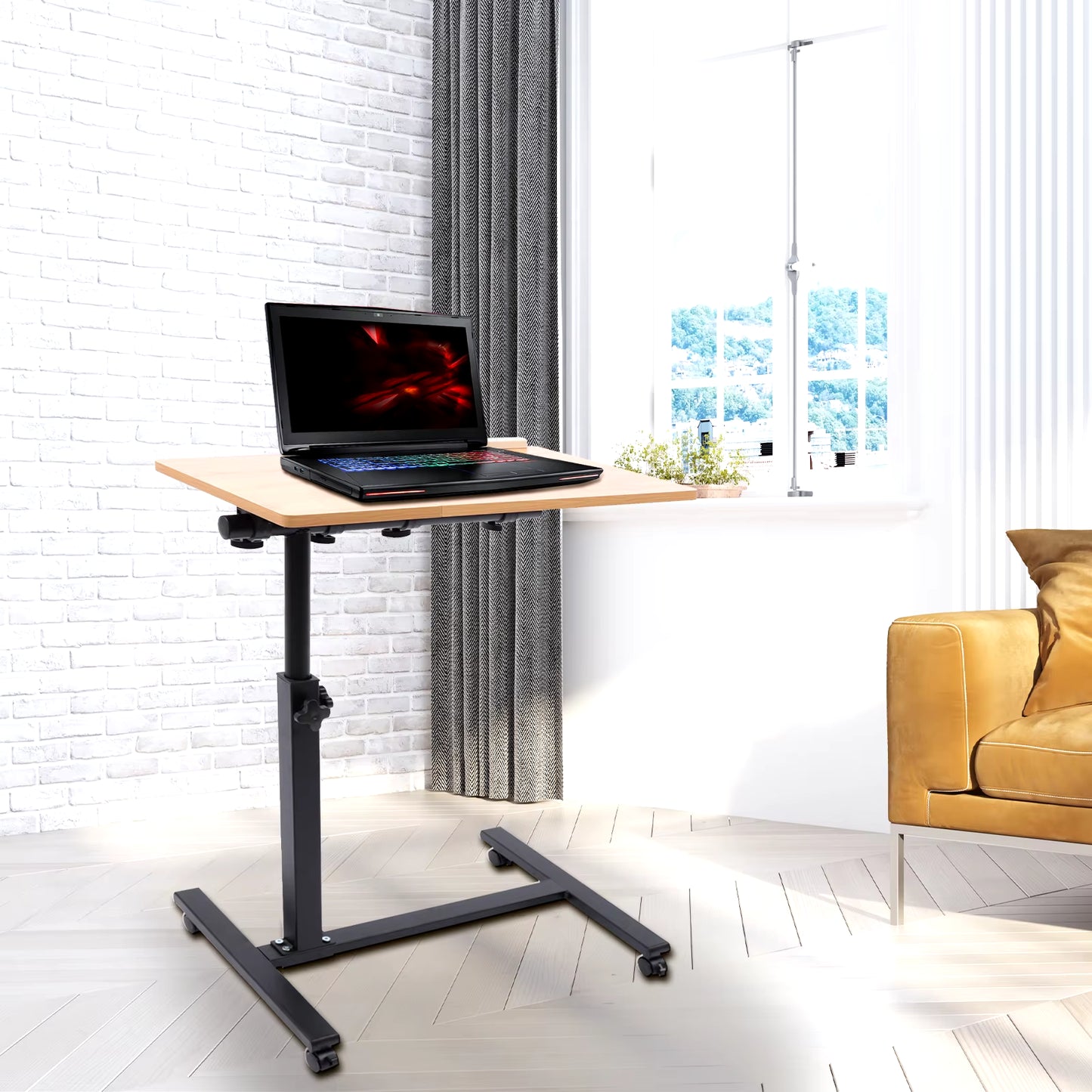 Height Adjustable Portable Mobile Lift Computer Folding Desk - Perfect for Study and Work