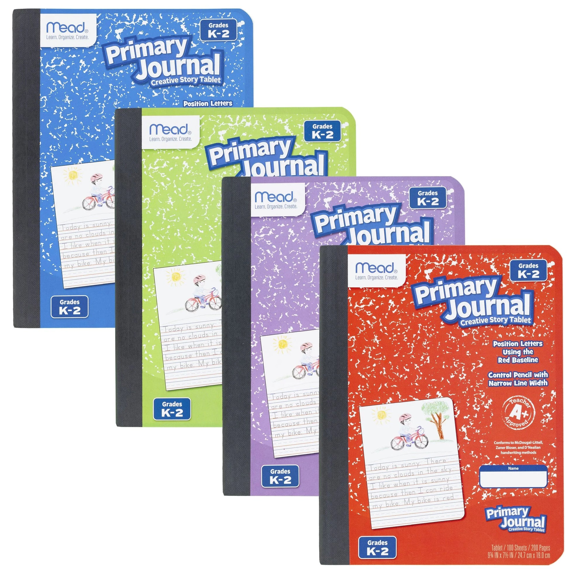 Mead Primary Journal - Half Page Ruled Notebooks for Grades K-2, 100 Double-Sided Sheets, 12 Pack