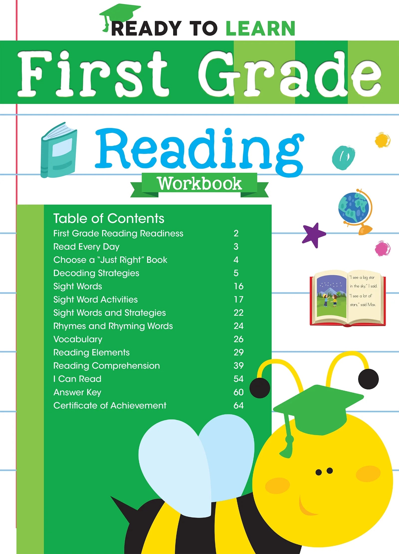 Ready to Learn: Engaging First Grade Reading Workbook for Developing Sight Words, Comprehension, and Vocabulary Skills