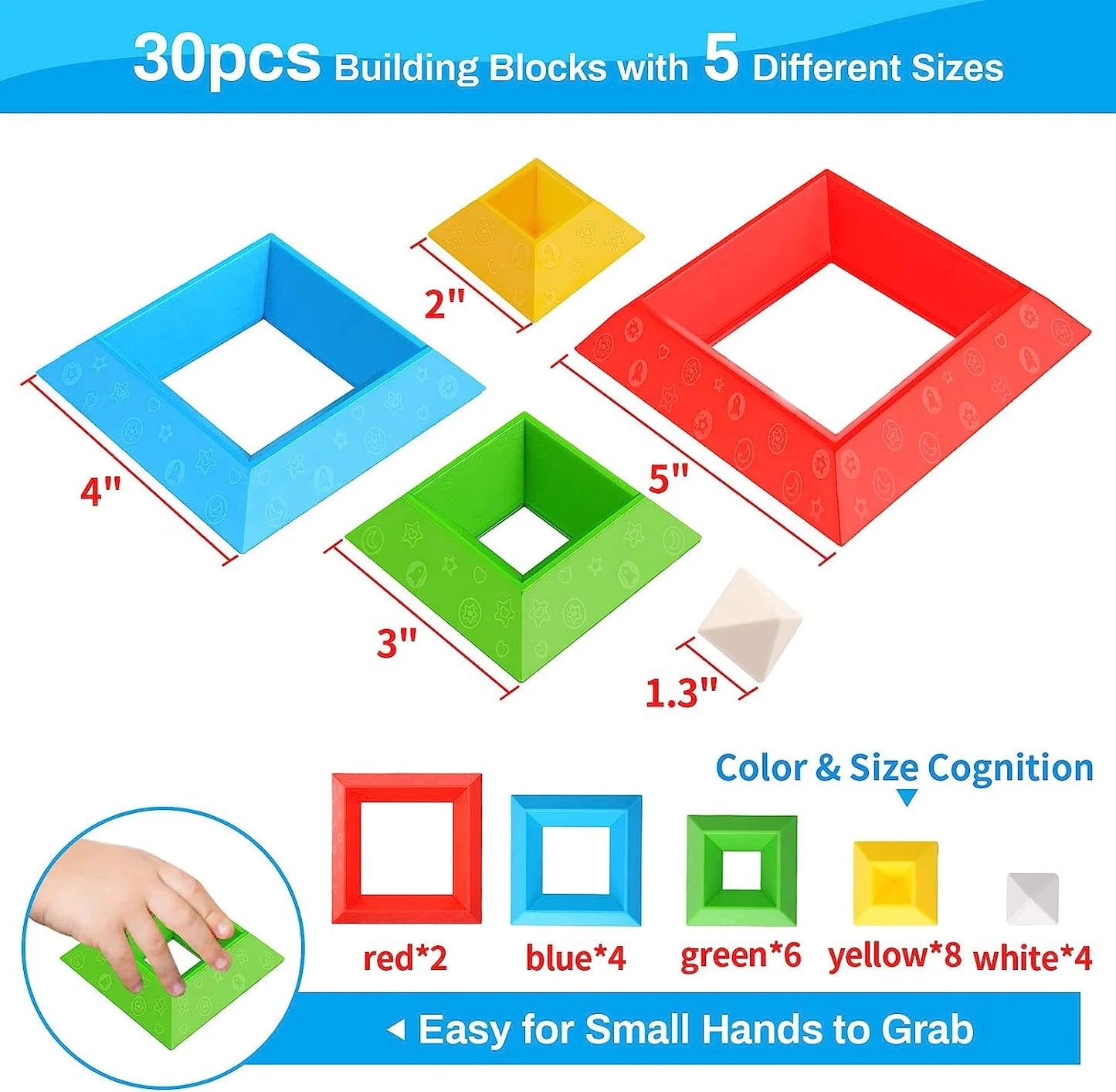 Engaging Montessori Toddler Stacking Blocks - 30-Piece Educational Toy Set for 1-3 Year Olds, Promoting Fine Motor Skills and Creative Play