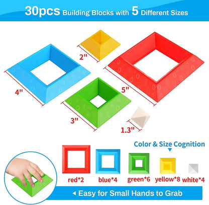 Engaging Montessori Toddler Stacking Blocks - 30-Piece Educational Toy Set for 1-3 Year Olds, Promoting Fine Motor Skills and Creative Play