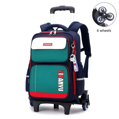 Stylish and Functional Student Rolling Backpack for Primary School Children - Trolley School Bag with Wheels for Easy Mobility