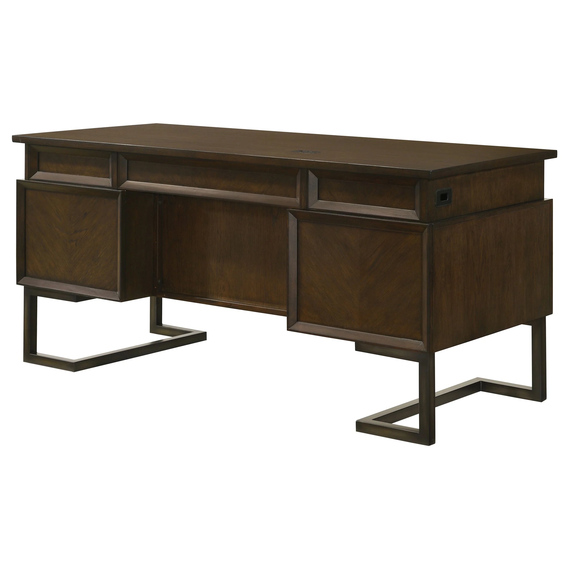 Marshall Executive Desk - Elegant Dark Walnut Finish with Functional Design for Modern Offices