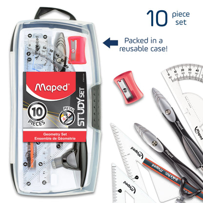 Unlock Your Creativity with the Ultimate 10-Piece Geometry Set Featuring Precision Metal Compasses and Essential Measuring Tools