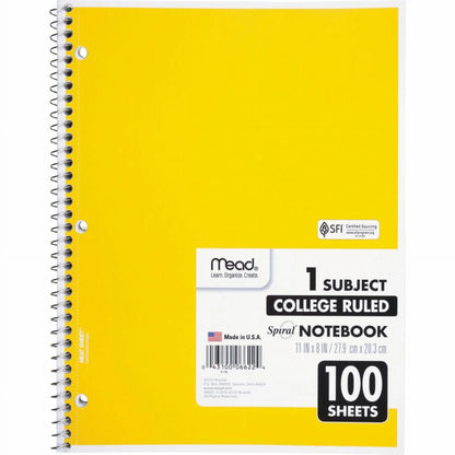 MEA06622BD One-Subject Spiral Notebook - 12 Pack of Durable, Perforated College-Ruled Notebooks