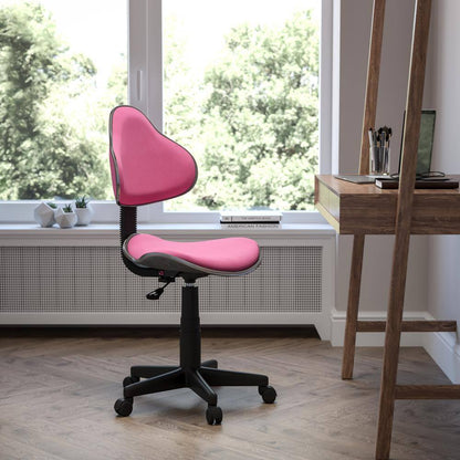 Pink Fabric Ergonomic Swivel Task Chair