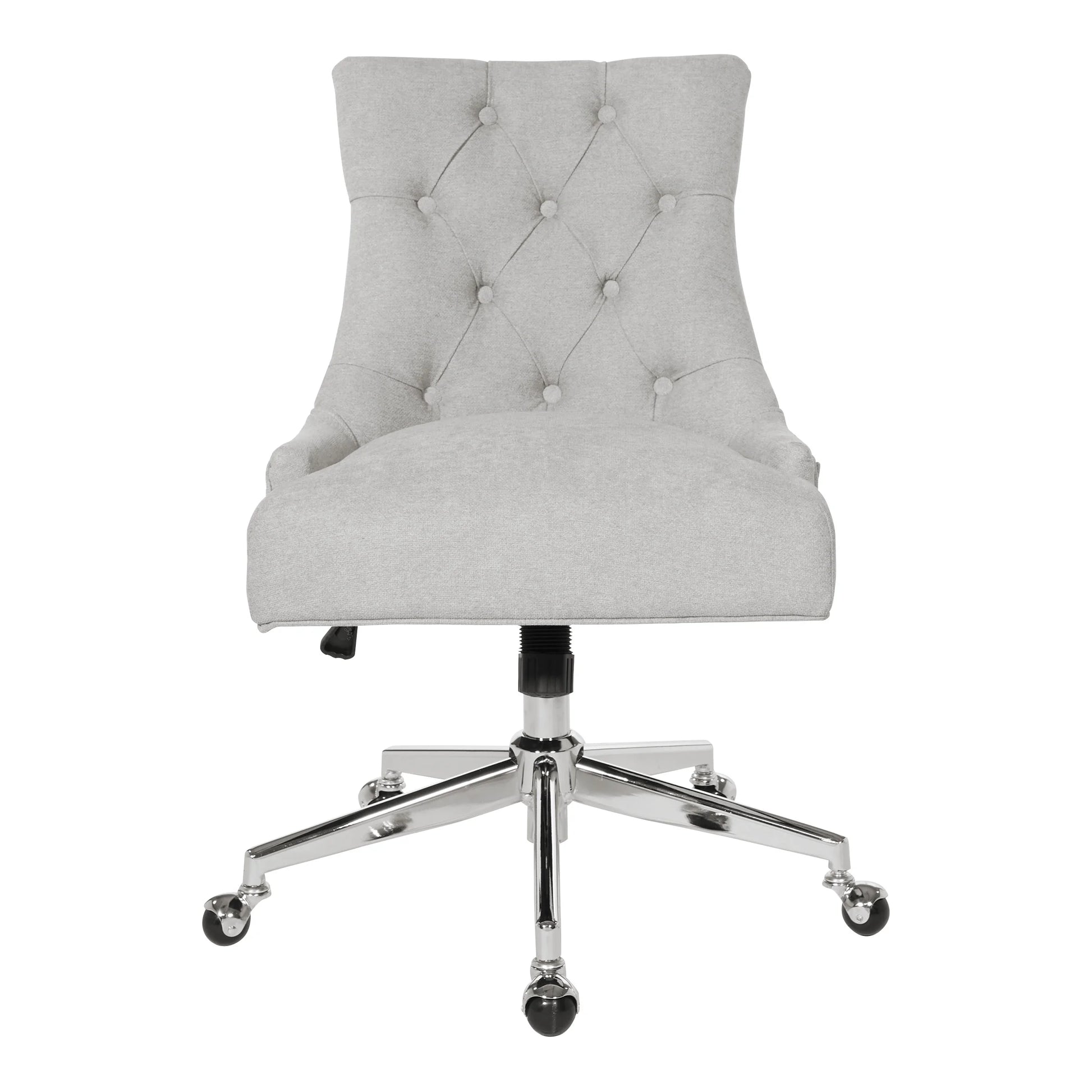 Sophisticated Amelia Office Chair in Fog Gray Fabric with Chrome Base for Ultimate Comfort and Style