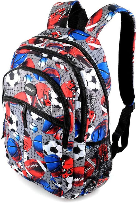 Vibrant Kids Backpack for School and Travel - Spacious Design with Football & Soccer Theme