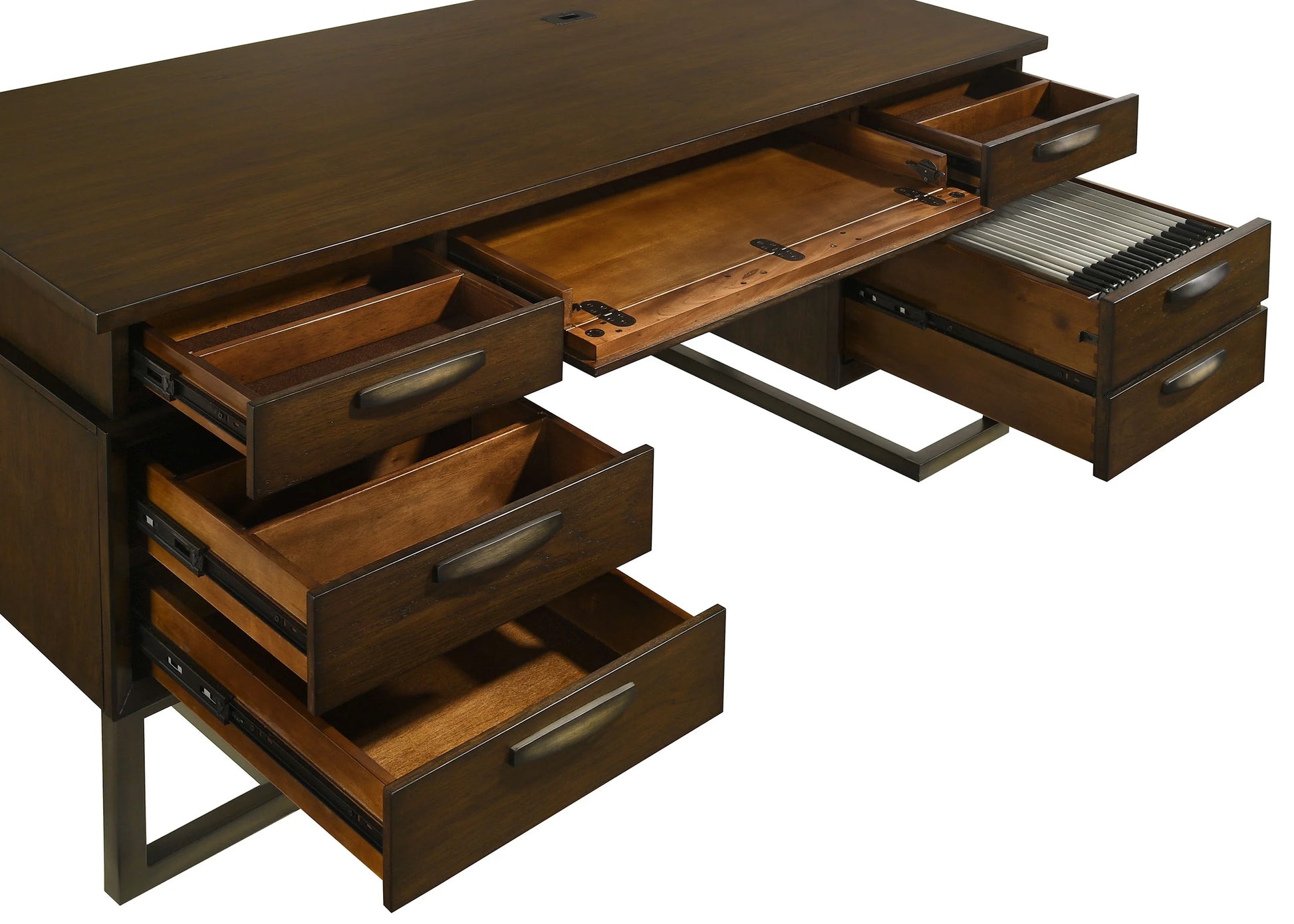 Marshall Executive Desk - Elegant Dark Walnut Finish with Functional Design for Modern Offices