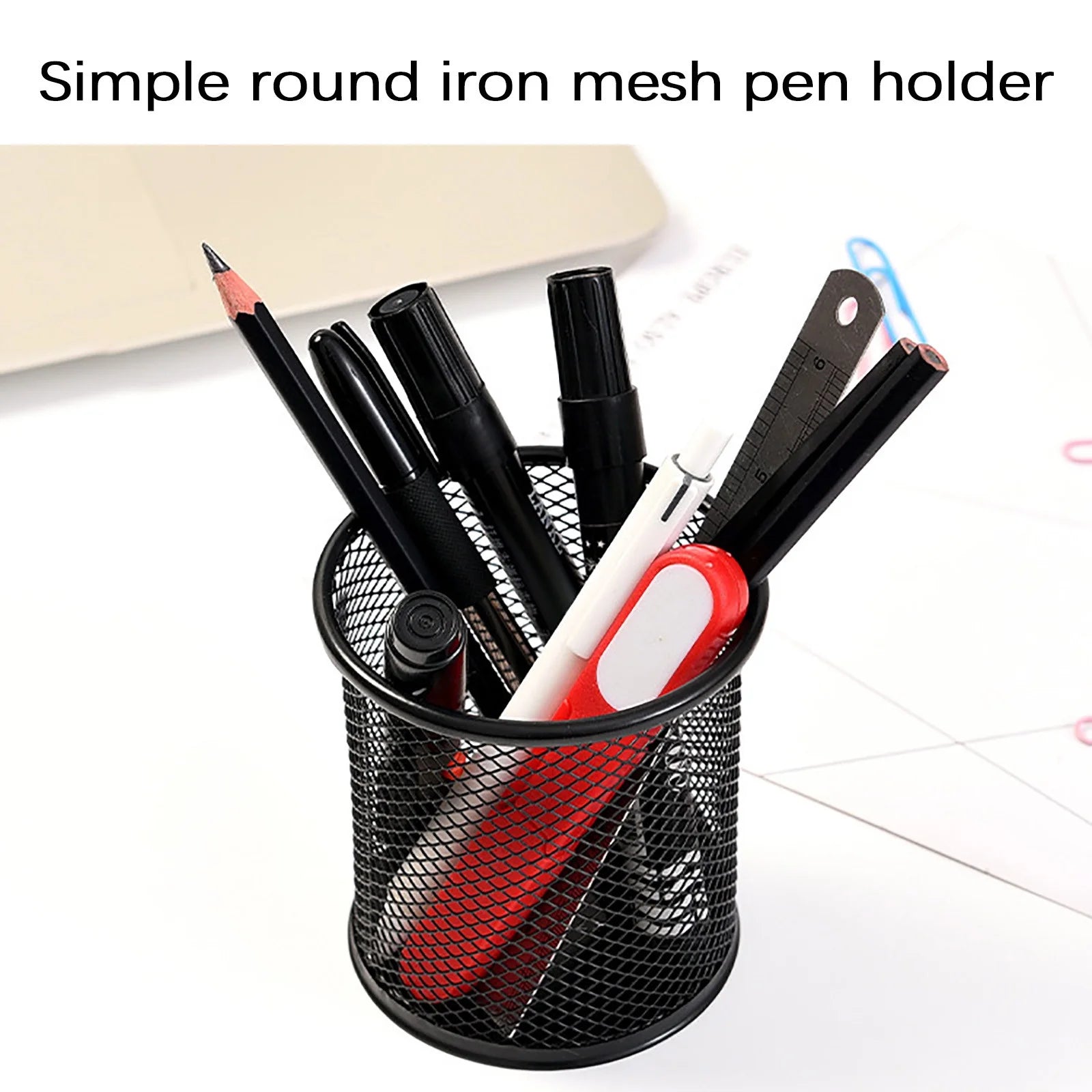 Multipurpose Metal Pen Bucket for Organized Office Desktop Storage