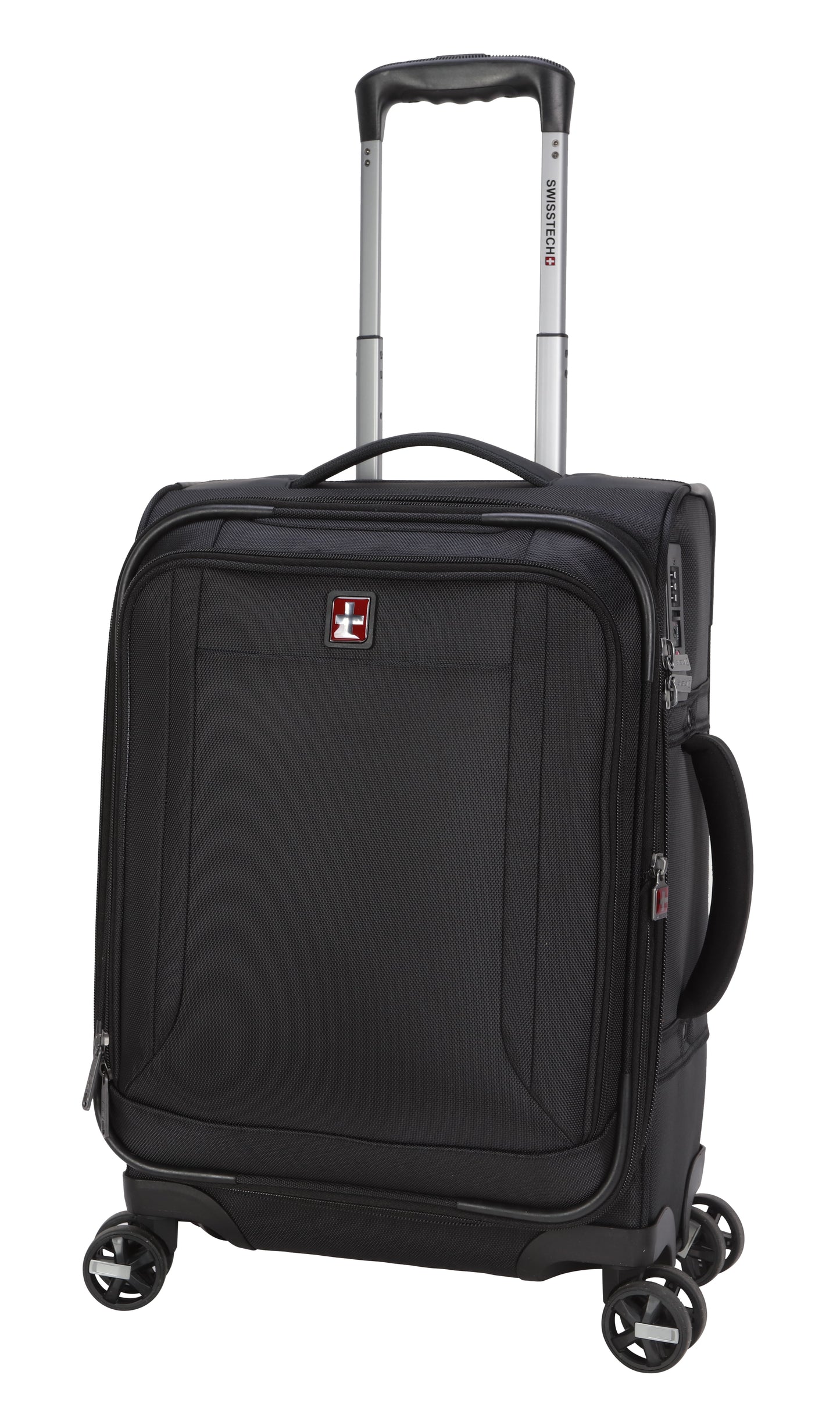 Premium 20-Inch Softside Carry-On Luggage with 8-Wheel Spinner in Classic Black