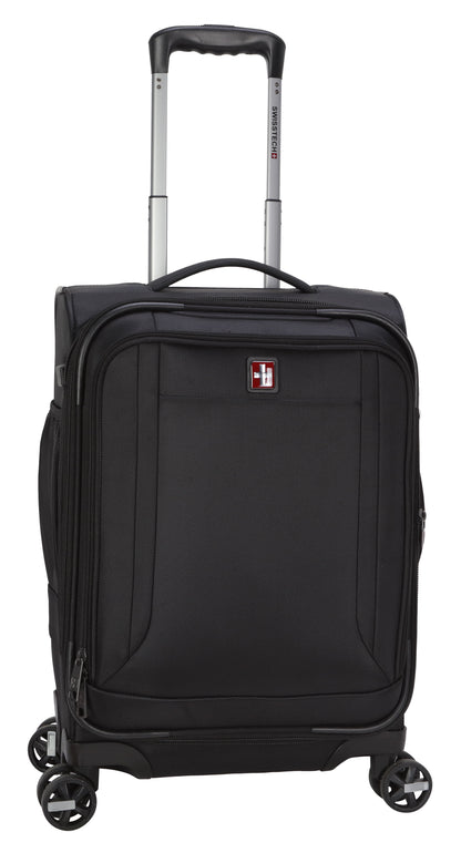 Premium 20-Inch Softside Carry-On Luggage with 8-Wheel Spinner in Classic Black