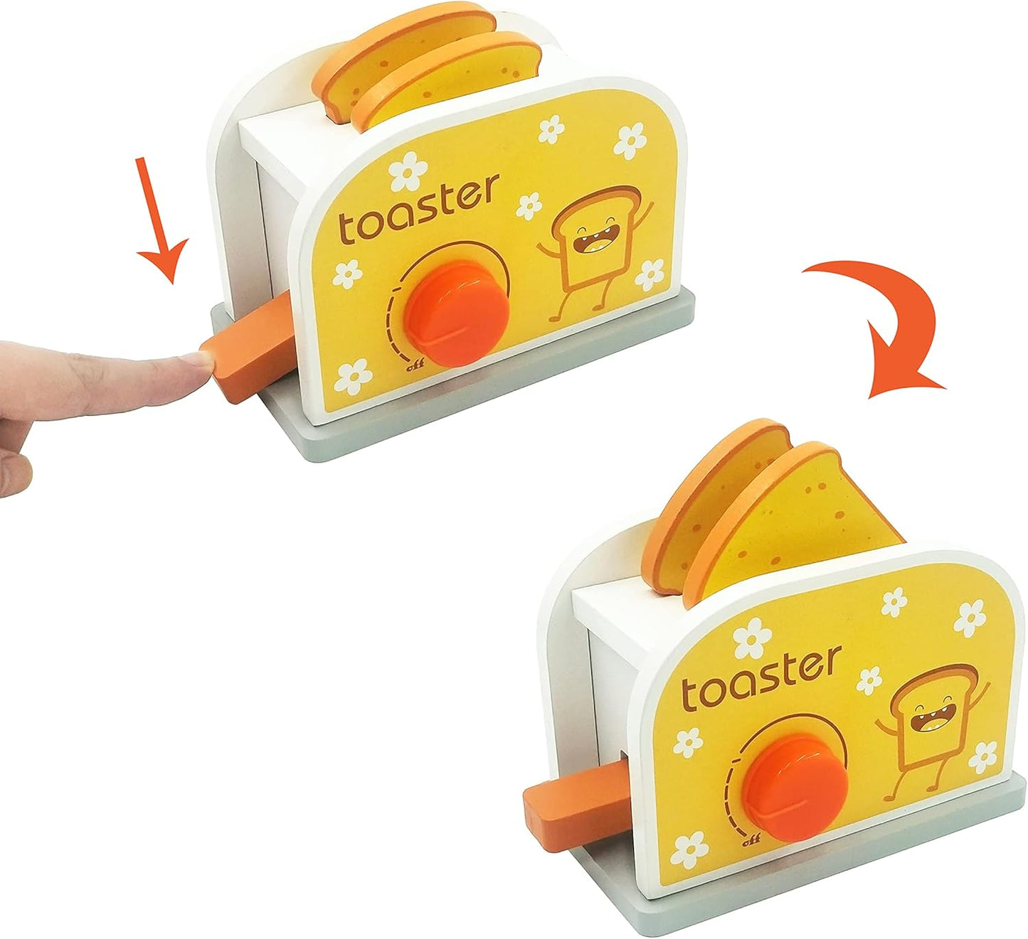 Engaging Wooden Pop-Up Toaster Play Set - Perfect Pretend Kitchen Accessory for Toddlers Aged 3 and Up