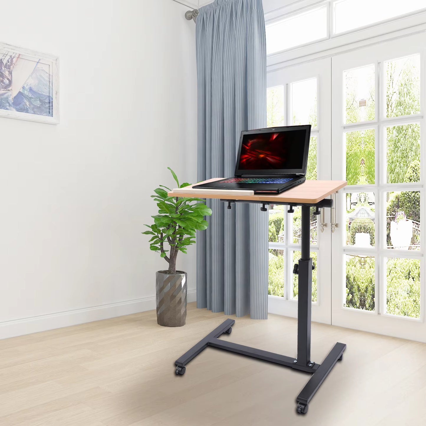 Height Adjustable Portable Mobile Lift Computer Folding Desk - Perfect for Study and Work