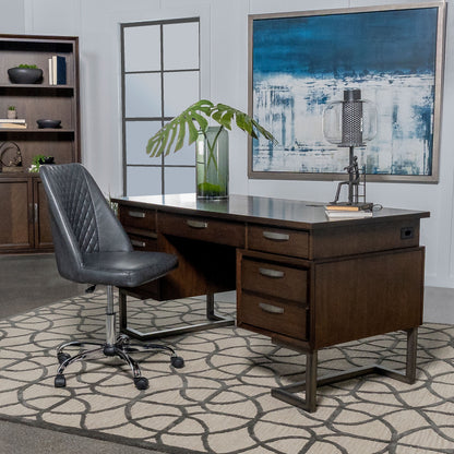 Marshall Executive Desk - Elegant Dark Walnut Finish with Functional Design for Modern Offices