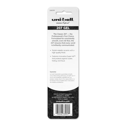 uni-ball 207 Retractable Gel Pens - Medium Point (0.7mm) in Black - Pack of 2 for Effortless Writing