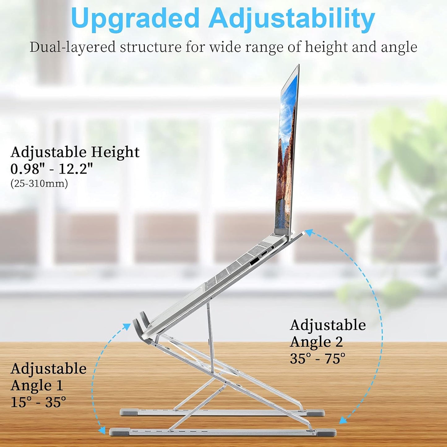 Elevate Your Workspace with Our Adjustable Laptop Stand - Ergonomic, Portable, and Compatible with All Laptops!