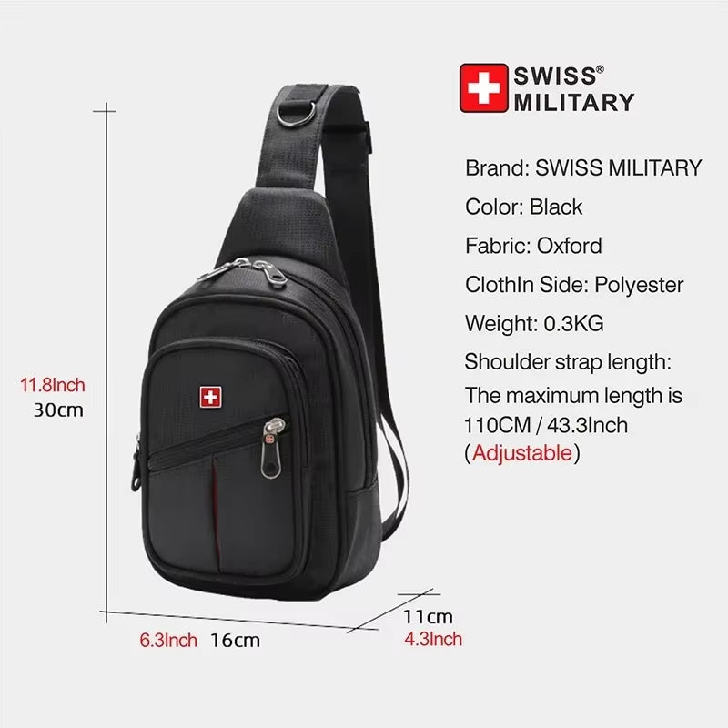 SWISS Men's Waterproof Chest Bag - Versatile and Durable Crossbody Sling for Outdoor Adventures